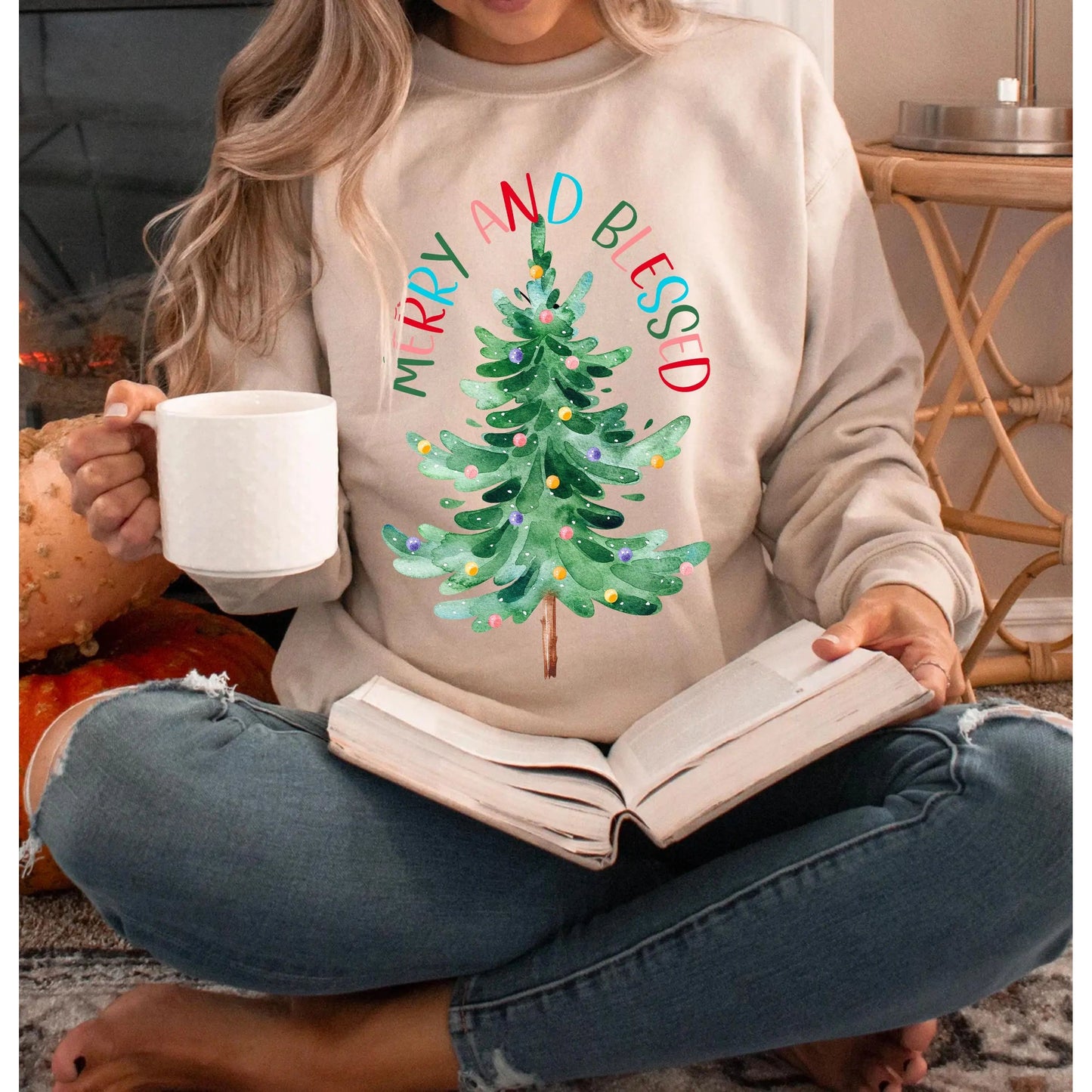 Merry and Blessed Christmas Sweatshirt - Amazing Faith Designs