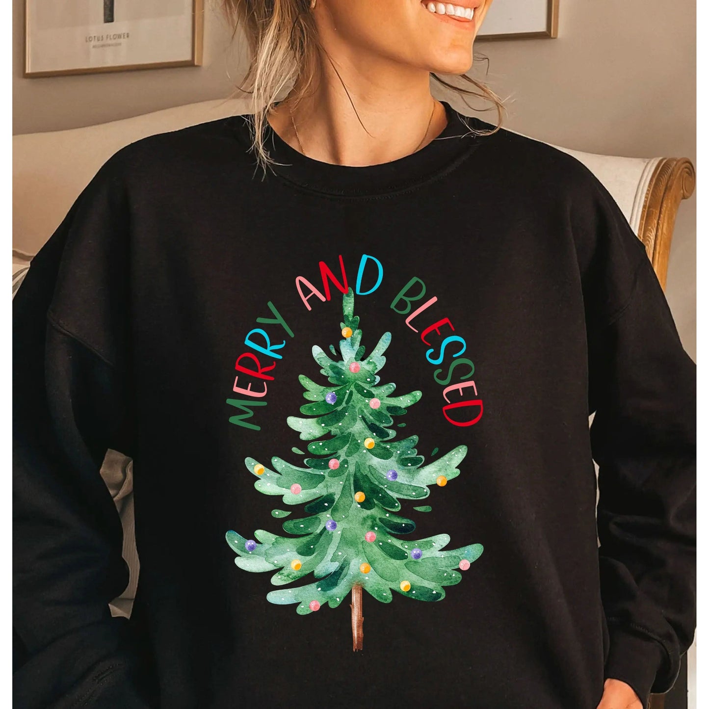 Merry and Blessed Christmas Sweatshirt - Amazing Faith Designs