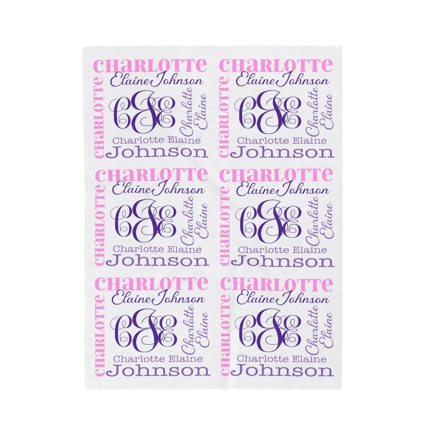Monogram Baby Blanket Velveteen Plush Blanket (one Sided) Printify