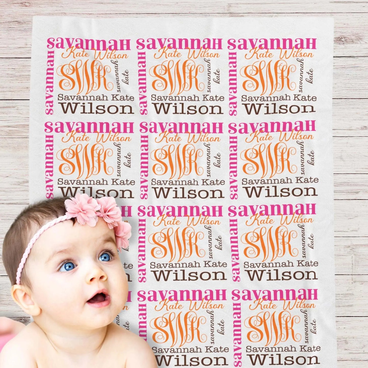 Monogram Baby Blanket Velveteen Plush Blanket (one Sided) Printify