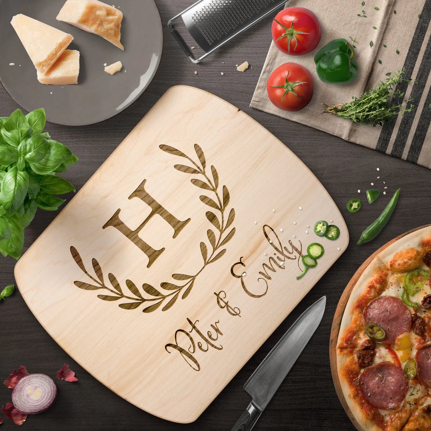 Monogram Charcuterie Board - Personalized with Names teelaunch