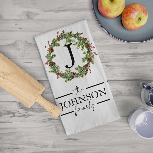 Monogram Christmas Tea Towel - Amazing Faith Designs