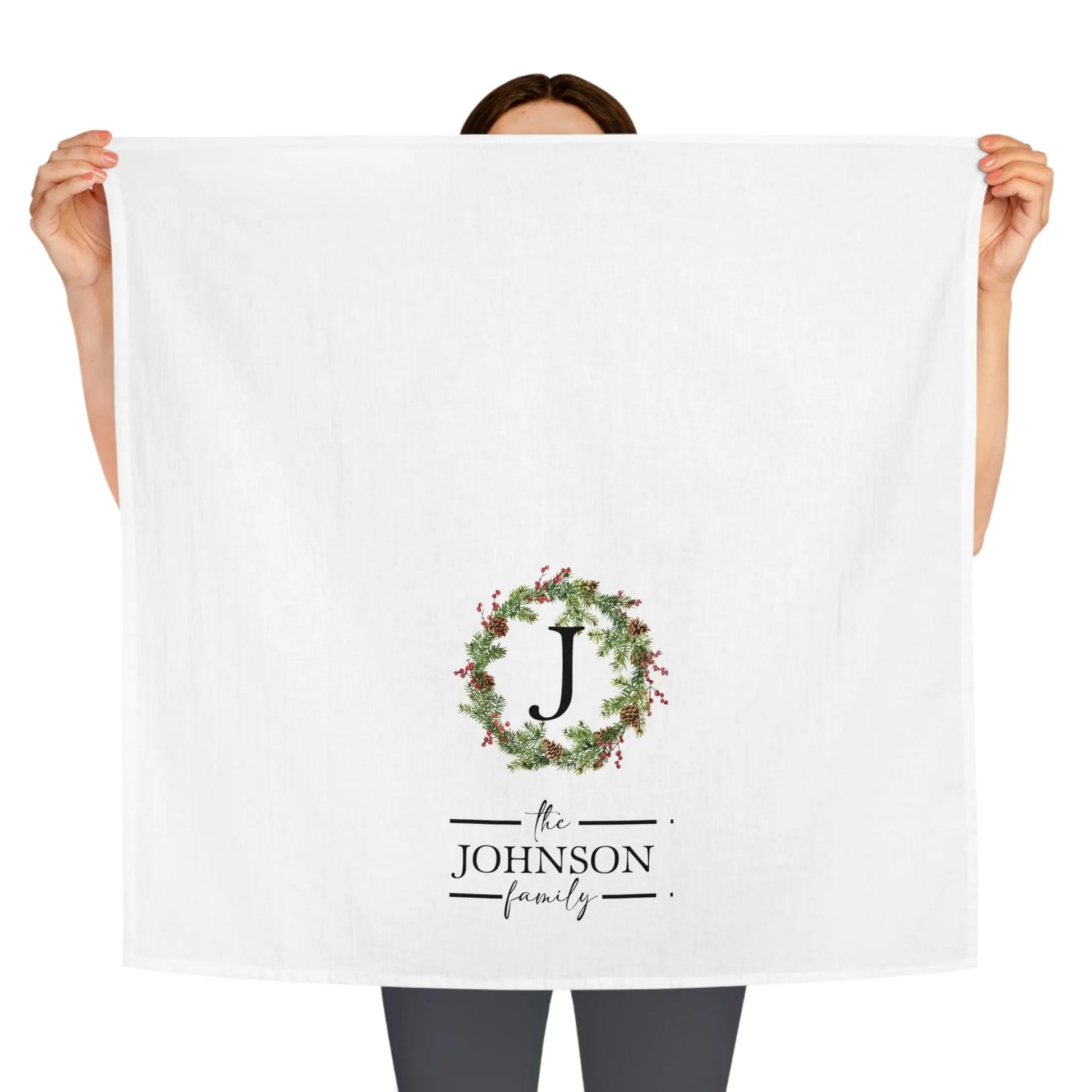 Monogram Christmas Tea Towel - Amazing Faith Designs