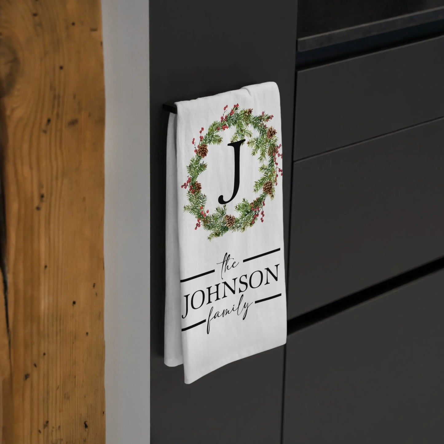 Monogram Christmas Tea Towel - Amazing Faith Designs