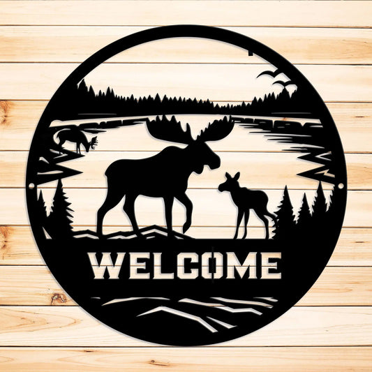 Moose Welcome Metal Sign teelaunch