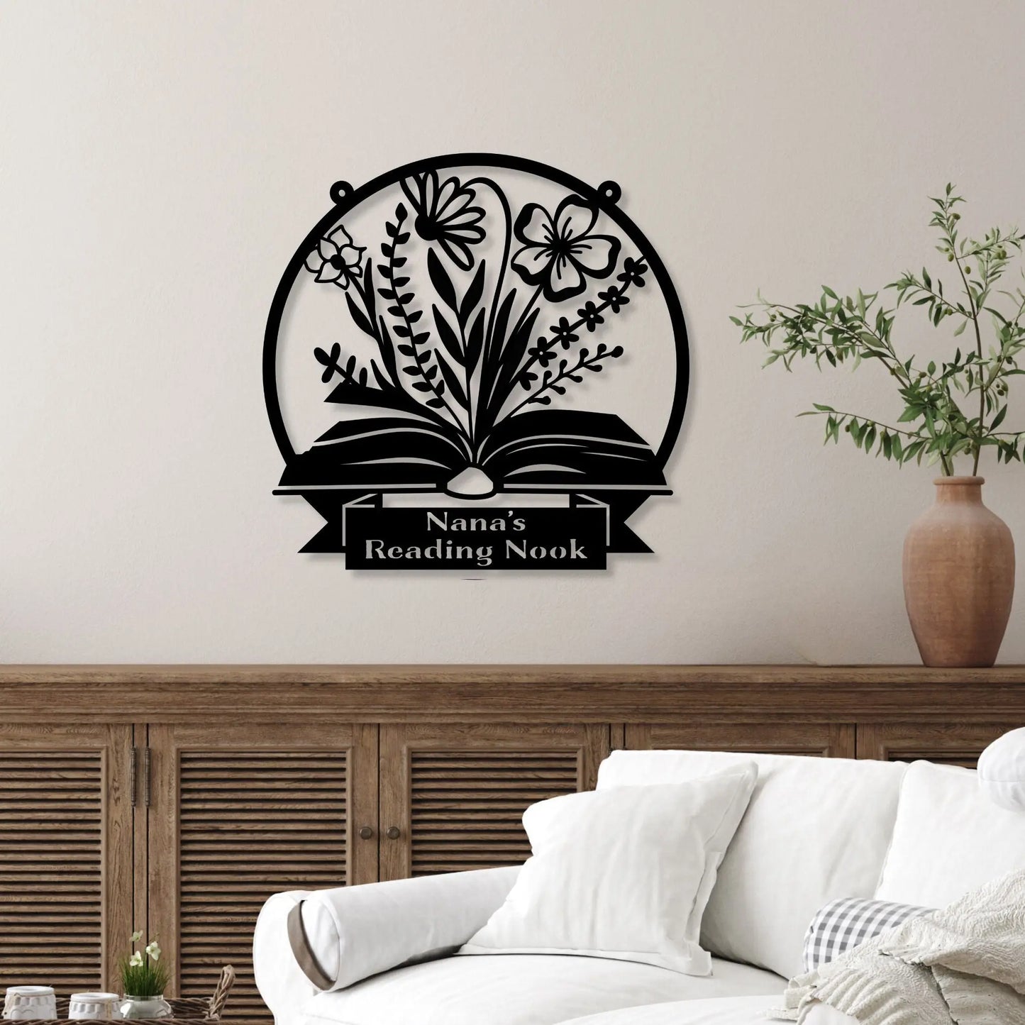 Nana's Reading Nook Metal Sign | Mimi, Grammy, Gigi, Custom Name Book Lover's Sign teelaunch