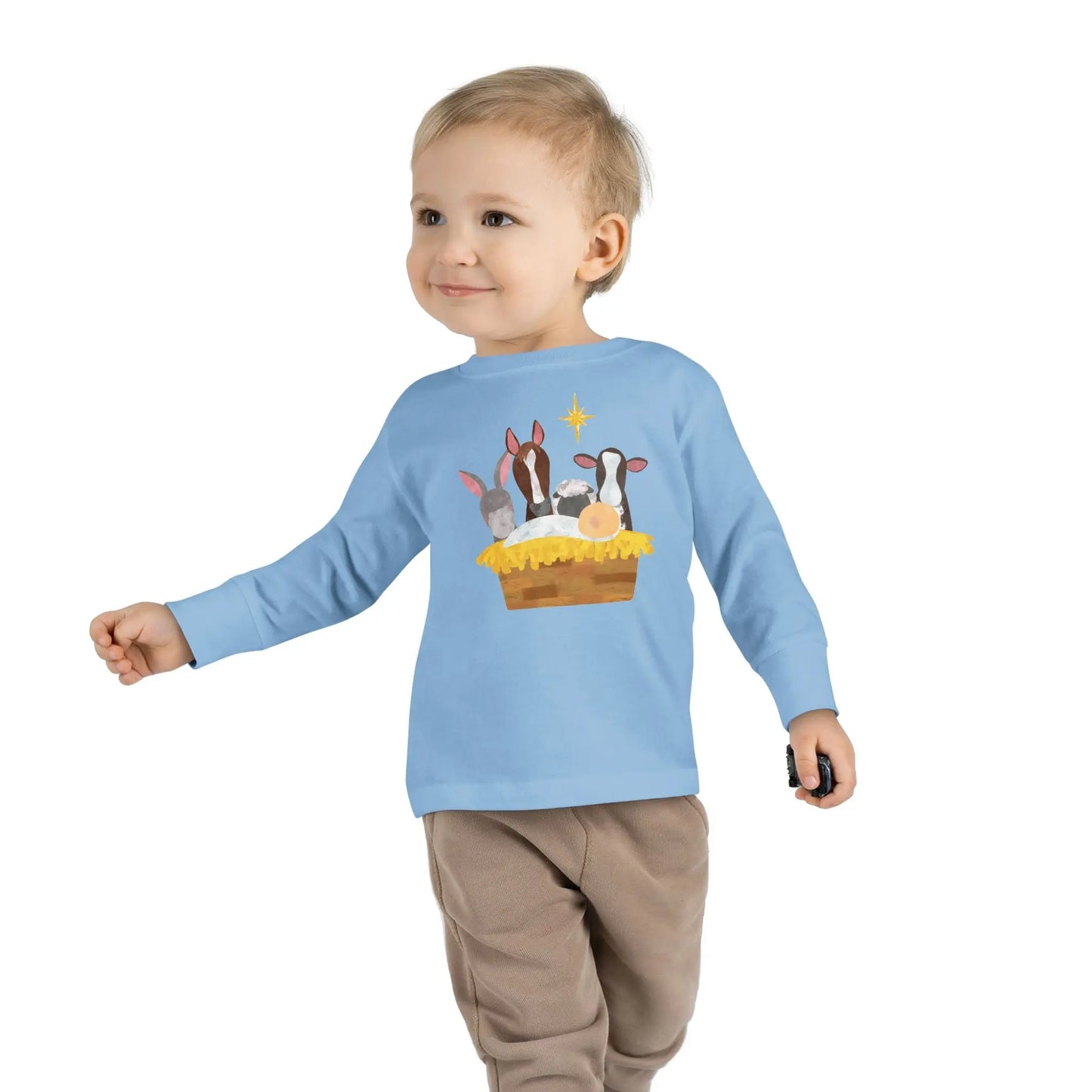 Nativity Blue Toddler Long Sleeve Tee Printify