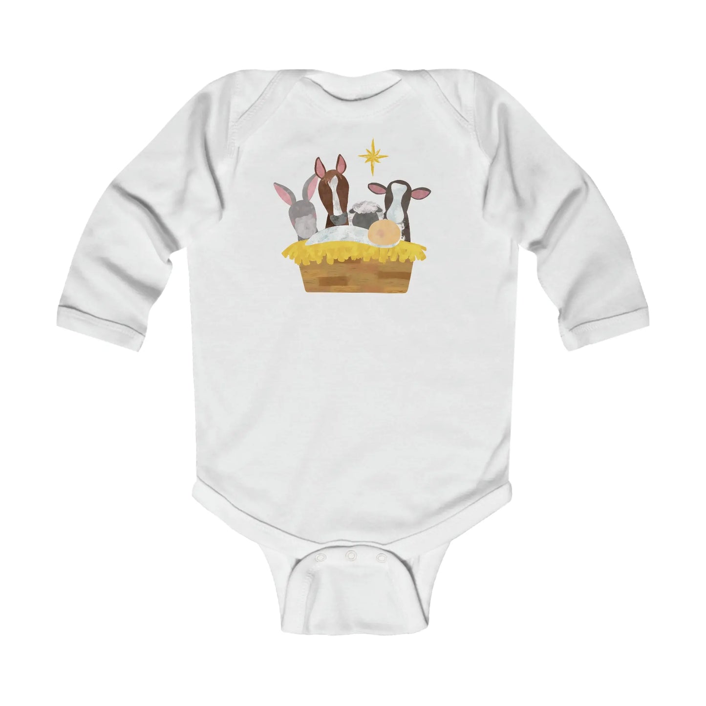 Nativity Christmas Infant Long Sleeve Bodysuit - no name Printify