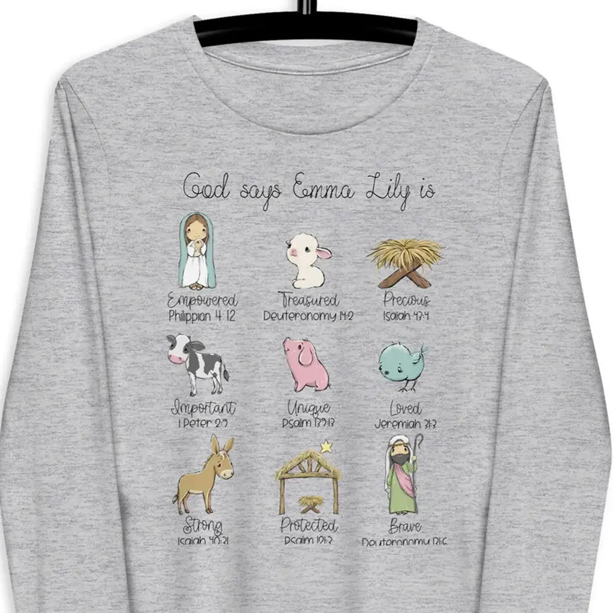 Nativity Personalized Kids' Premium Long Sleeve T-Shirt - Youth Sizes SPOD