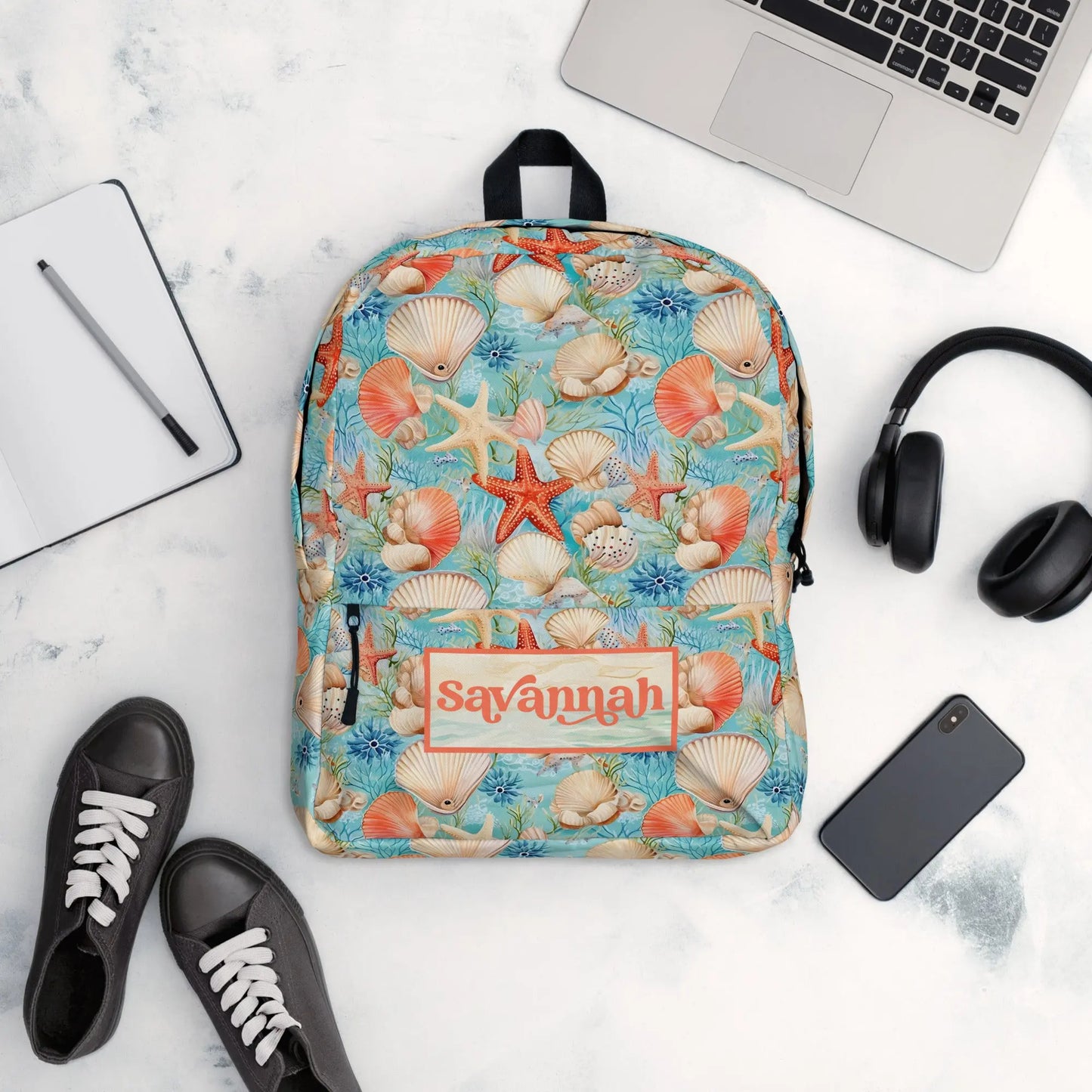 Ocean Shells Personalized Backpack Amazing Faith Designs