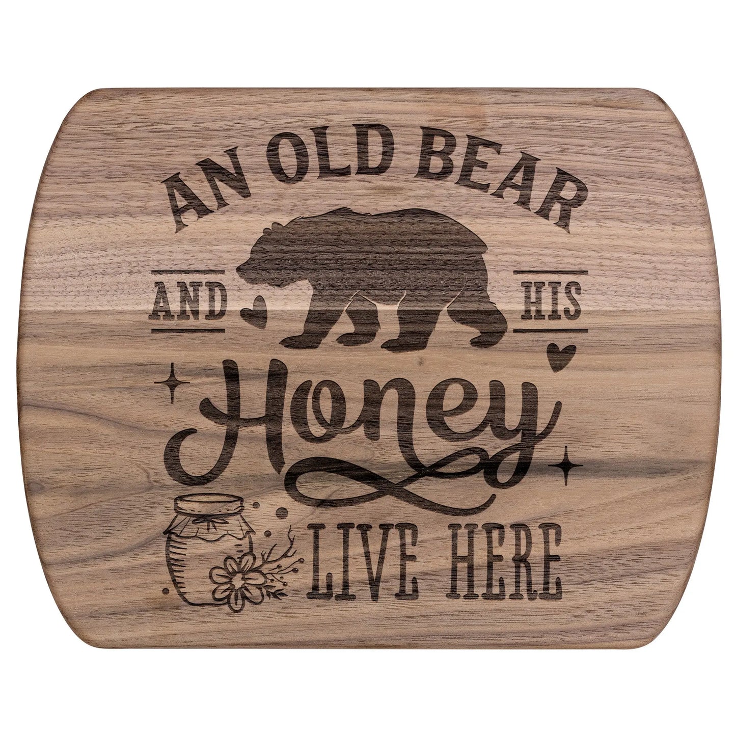 Old Bear and His Honey Wood Cutting Board, Cute Cutting Board, Grandpa Gift, Grandma Gift teelaunch