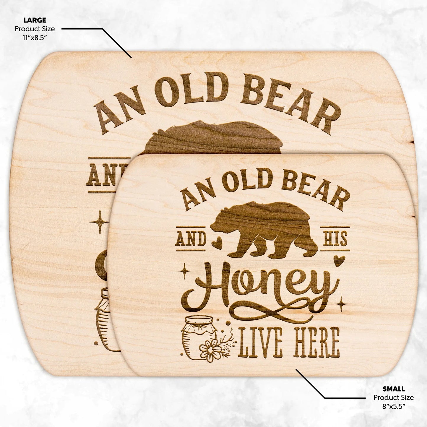 Old Bear and His Honey Wood Cutting Board, Cute Cutting Board, Grandpa Gift, Grandma Gift teelaunch