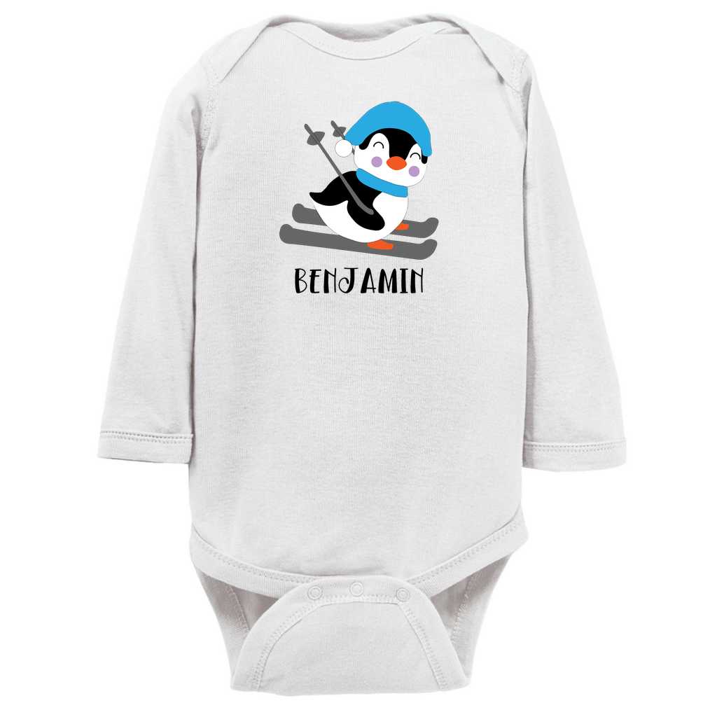 Penguin Personalized Long Sleeve Onesie - Amazing Faith Designs