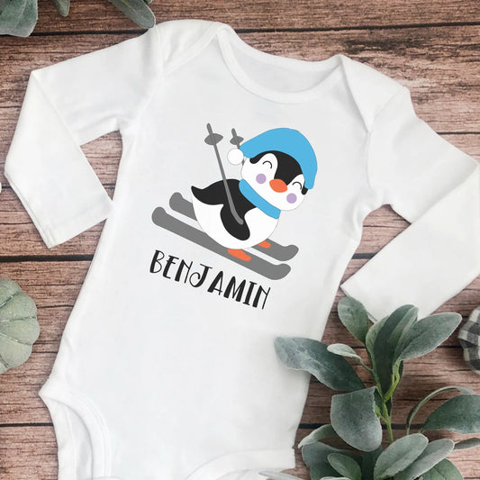 Penguin Personalized Long Sleeve Onesie - Amazing Faith Designs