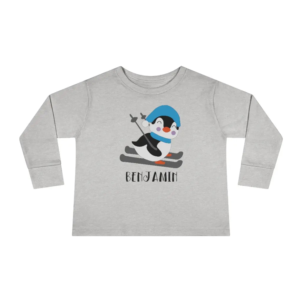 Penguin Personalized Toddler Long Sleeve Tee Printify