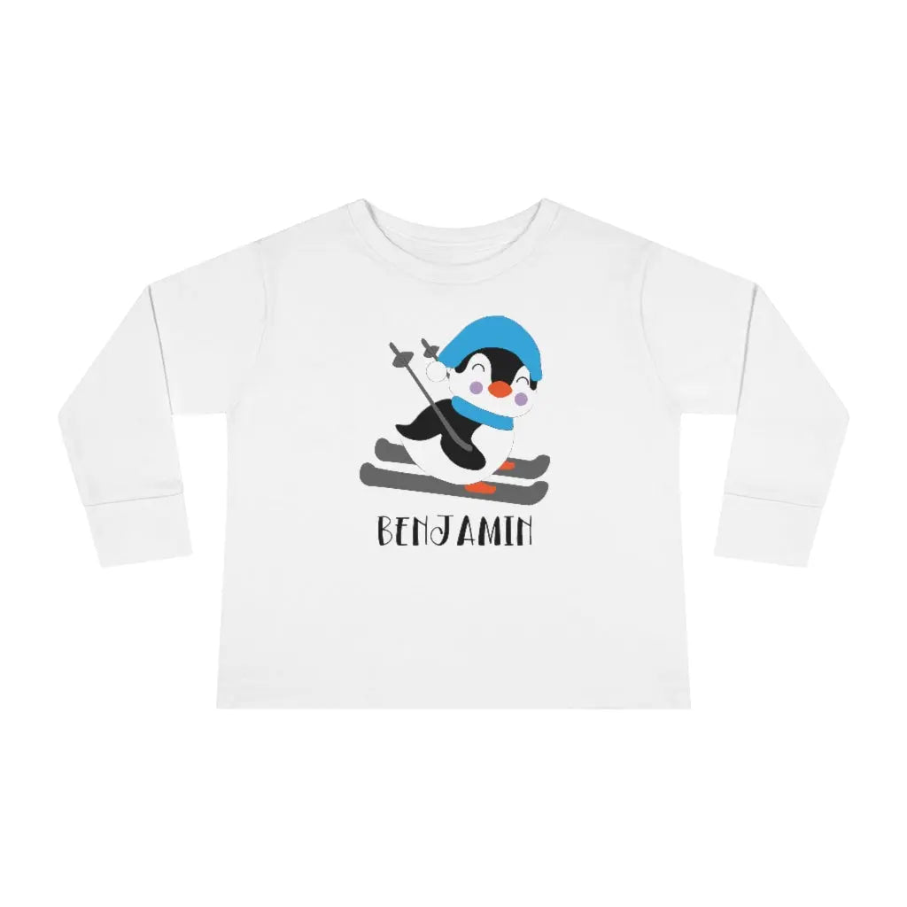 Penguin Personalized Toddler Long Sleeve Tee Printify
