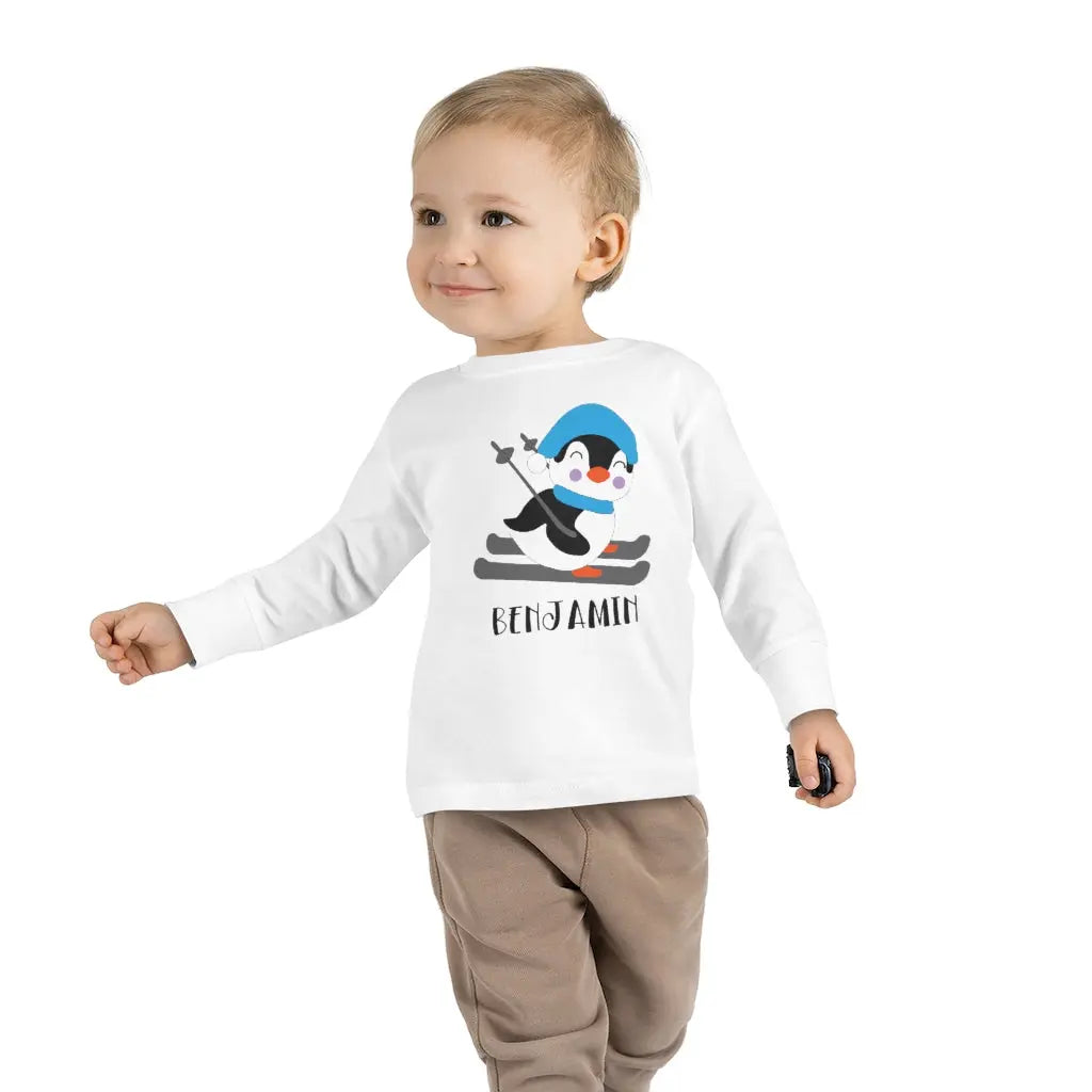 Penguin Personalized Toddler Long Sleeve Tee Printify