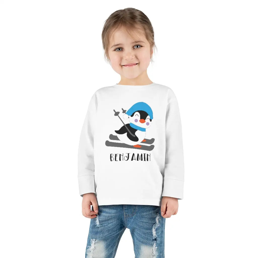 Penguin Personalized Toddler Long Sleeve Tee Printify