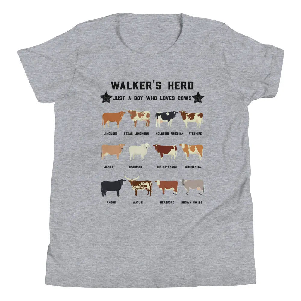 Personalized Cow Herd Youth T-Shirt Amazing Faith Designs