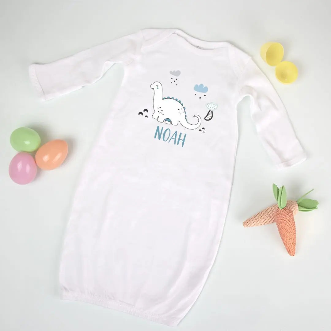 Personalized Dinosaur Baby Gown Amazing Faith Designs