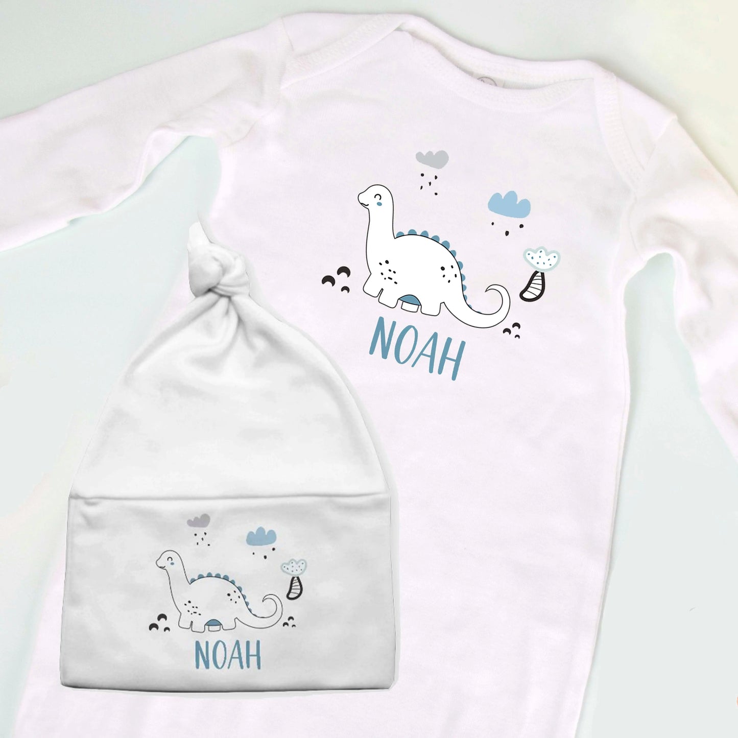 Personalized Dinosaur Baby Knotted Beanie Amazing Faith Designs