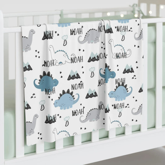 Personalized Dinosaur Swaddle Blanket Amazing Faith Designs