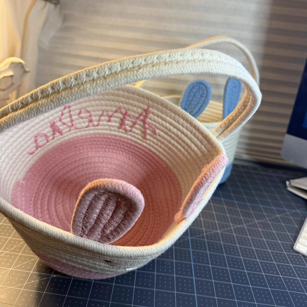 Personalized Easter Bunny Rope Basket Amazing Faith Designs