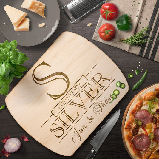 Personalized Engraved Cutting Board with Classic Monogram Design teelaunch