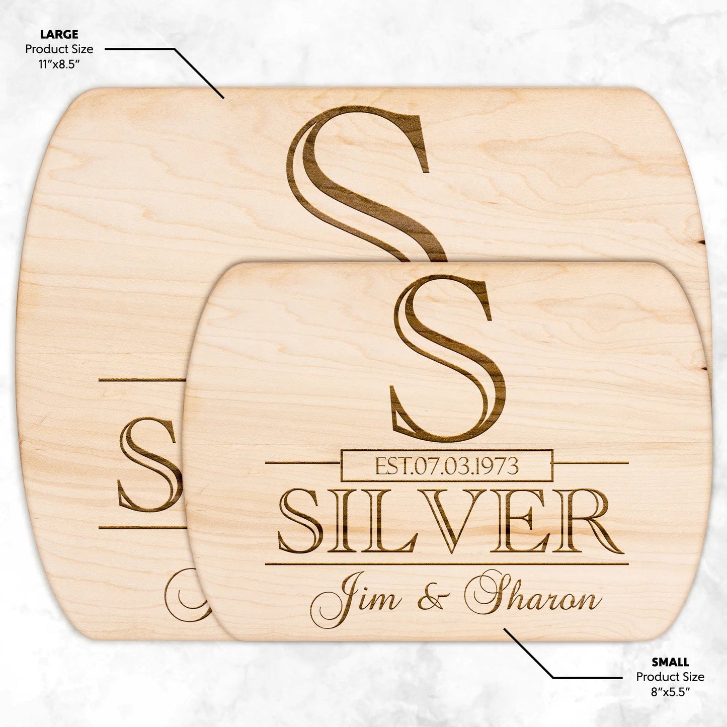 Personalized Engraved Cutting Board with Classic Monogram Design teelaunch