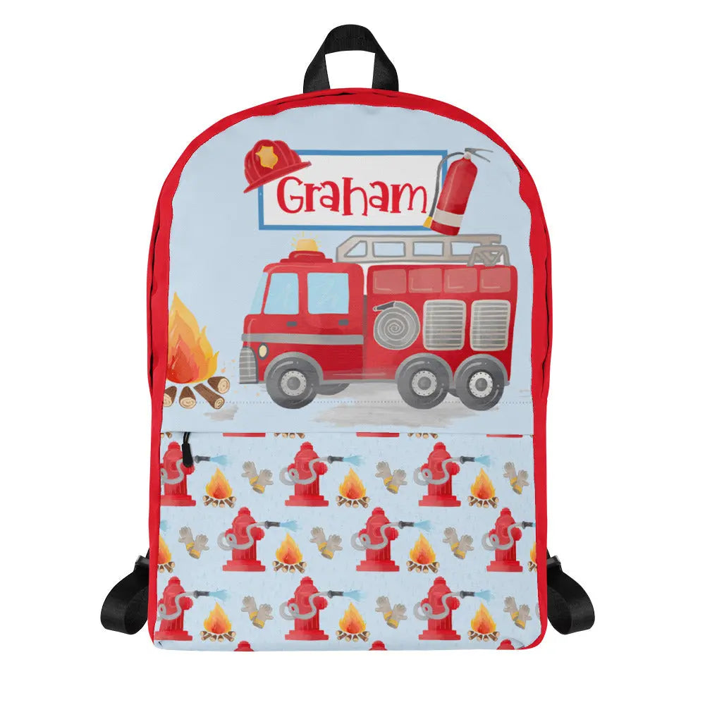 Personalized Firetruck Backpack Amazing Faith Designs