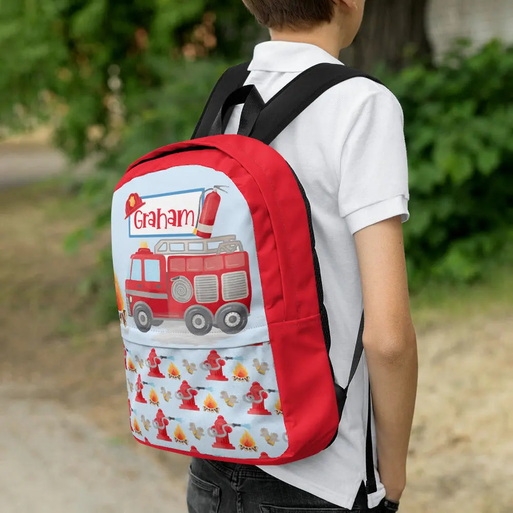 Personalized Firetruck Backpack Amazing Faith Designs