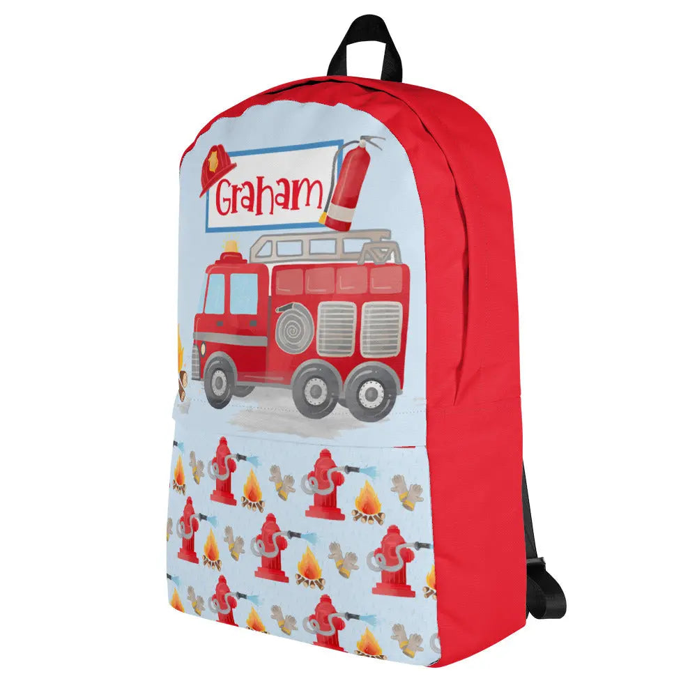 Personalized Firetruck Backpack Amazing Faith Designs