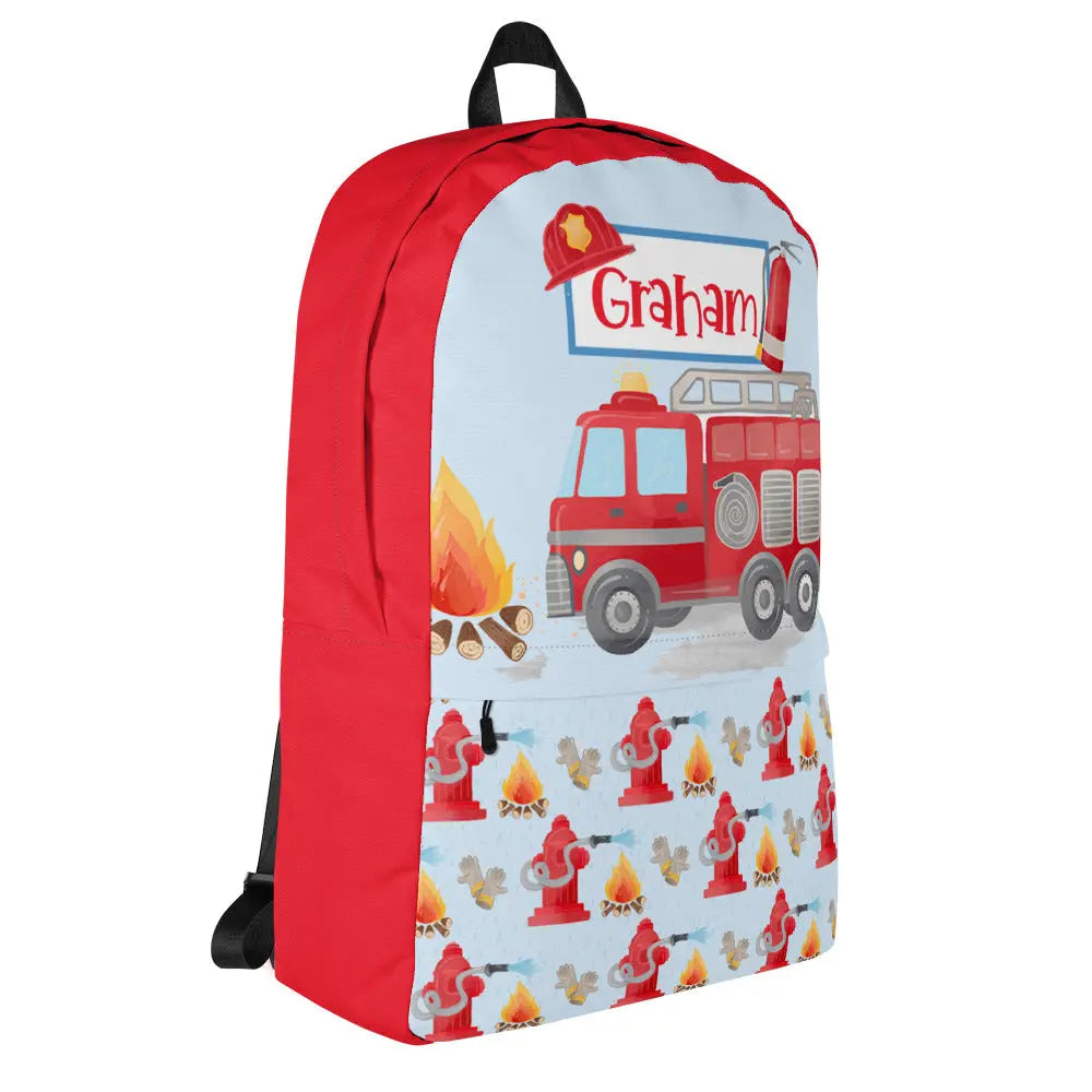 Personalized Firetruck Backpack Amazing Faith Designs