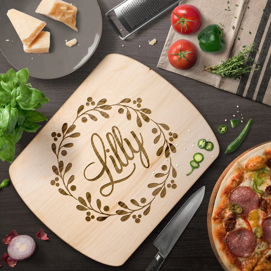 Personalized Floral Wreath Cutting Board teelaunch