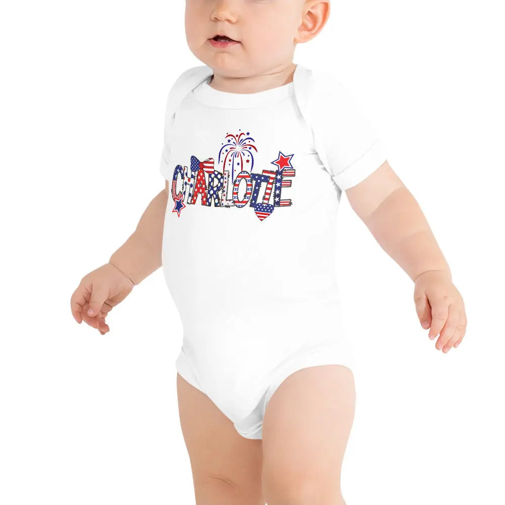 Personalized Fourth of July Baby Onesie Amazing Faith Designs