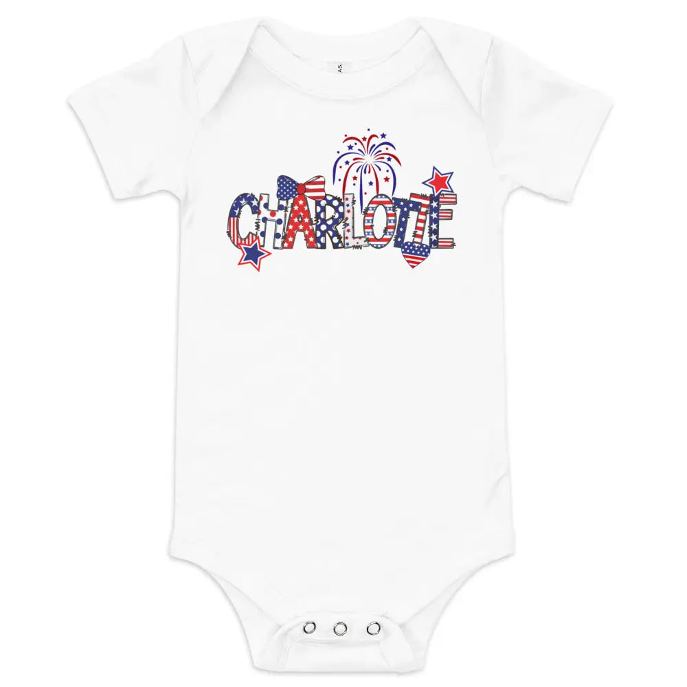 Personalized Fourth of July Baby Onesie Amazing Faith Designs