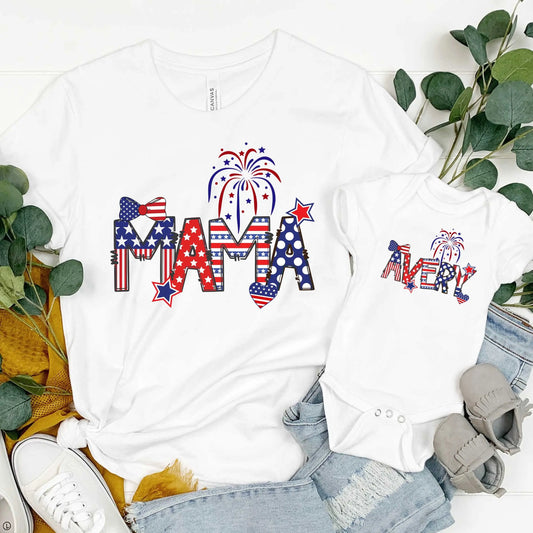 Personalized Fourth of July Unisex t-shirt | Mama, Dad Patriotic Shirt Amazing Faith Designs