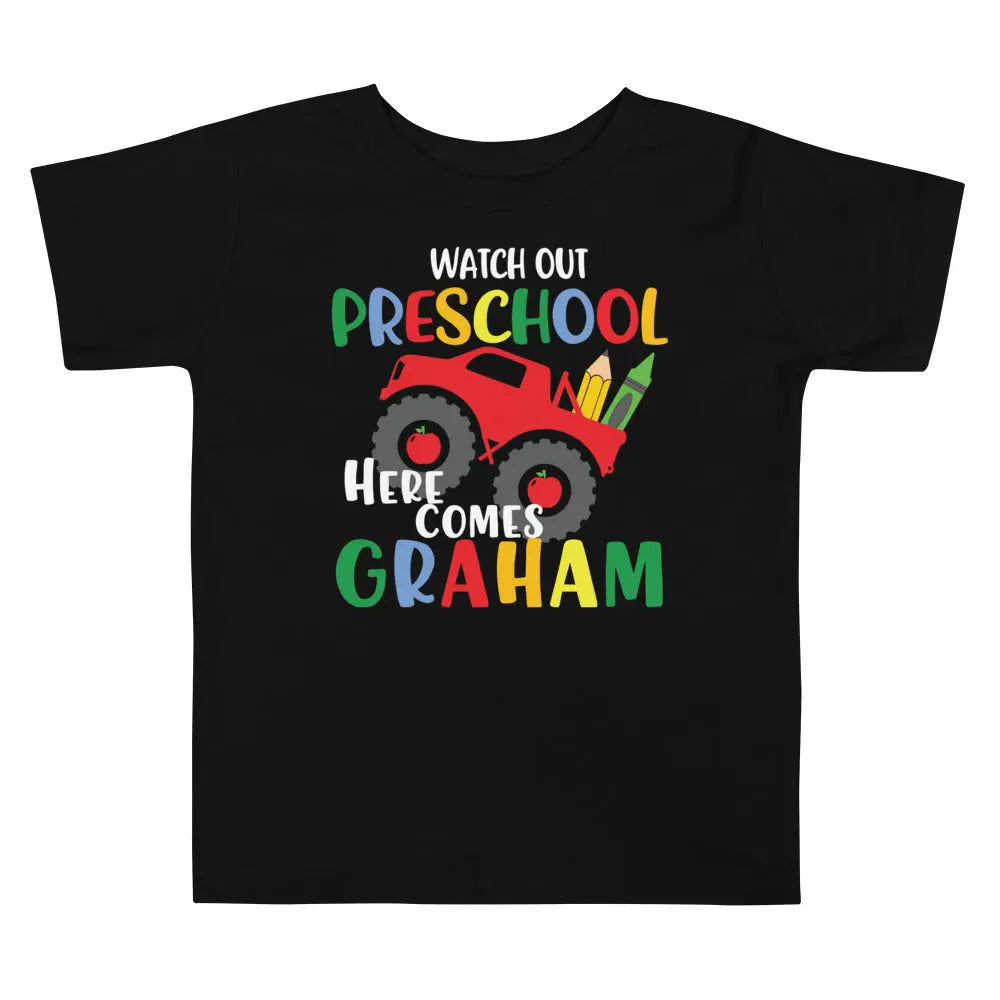 Personalized Preschool Truck Toddler Short Sleeve Tee Amazing Faith Designs