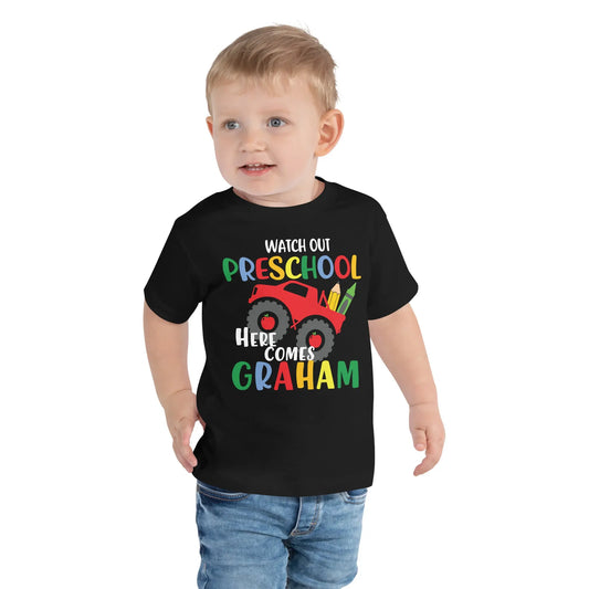 Personalized Preschool Truck Toddler Short Sleeve Tee Amazing Faith Designs