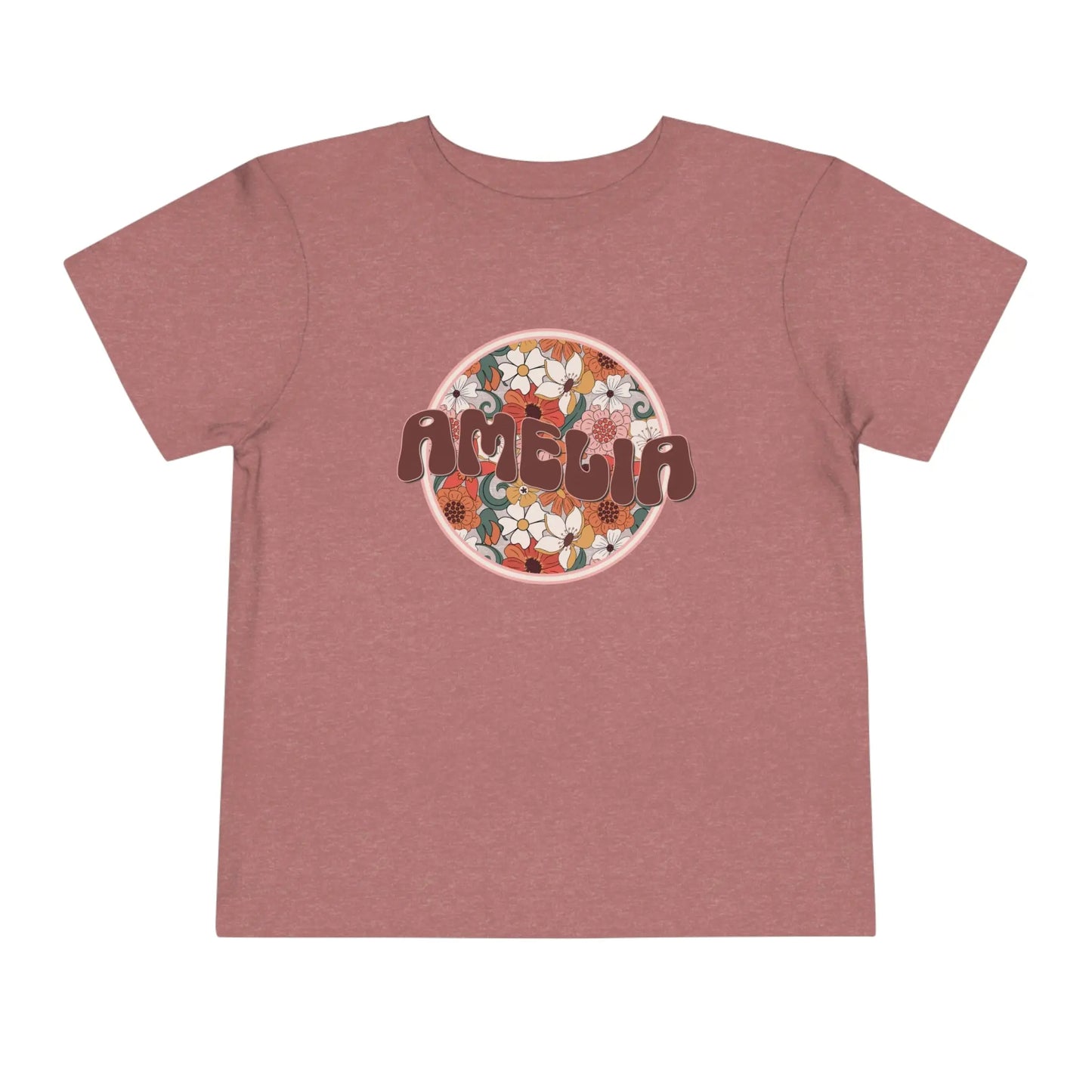 Personalized Retro Flowers Toddler Short Sleeve Tee Printify
