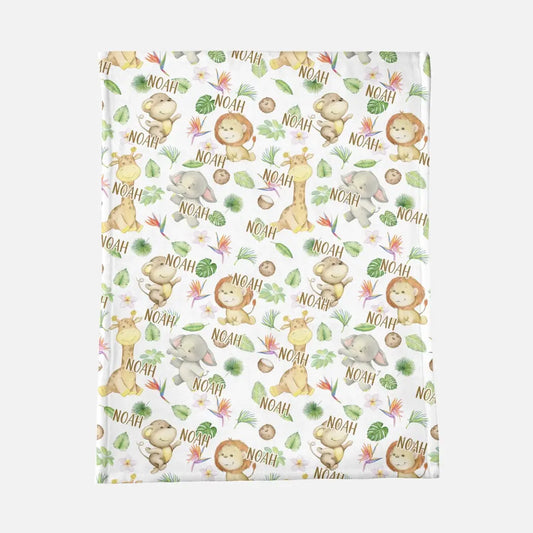 Personalized Safari Minky Blanket Amazing Faith Designs