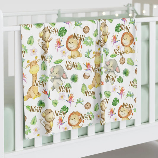 Personalized Safari Swaddle Blanket Amazing Faith Designs