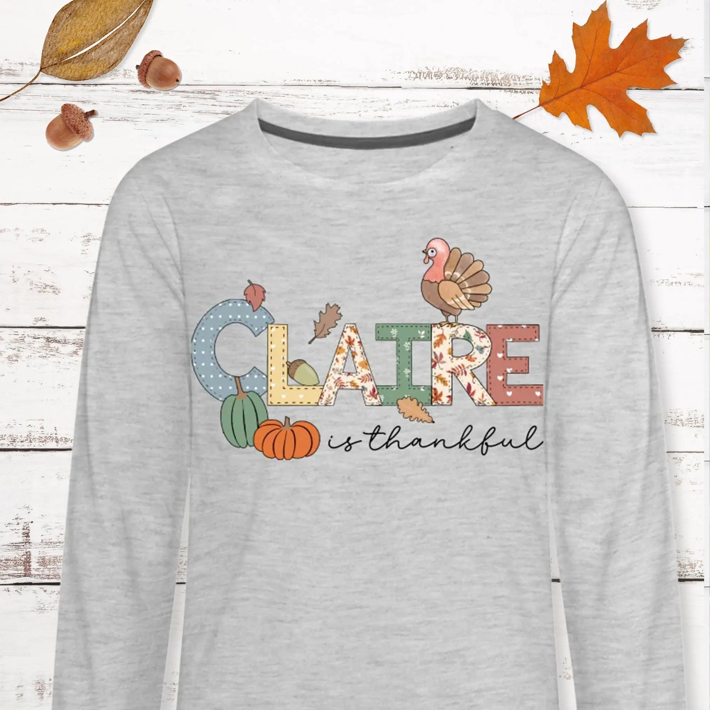 Personalized Thanksgiving Youth Long Sleeve T-shirt SPOD