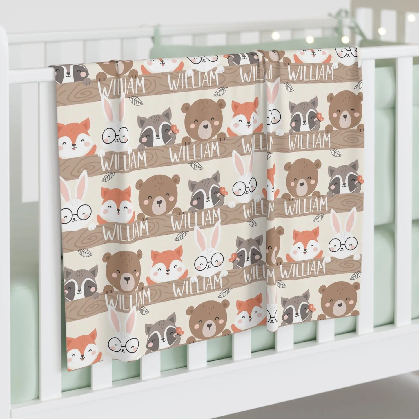 Personalized Woodland Animals Swaddle Blanket Amazing Faith Designs