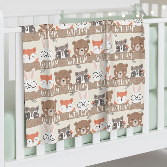 Personalized Woodland Animals Swaddle Blanket Amazing Faith Designs