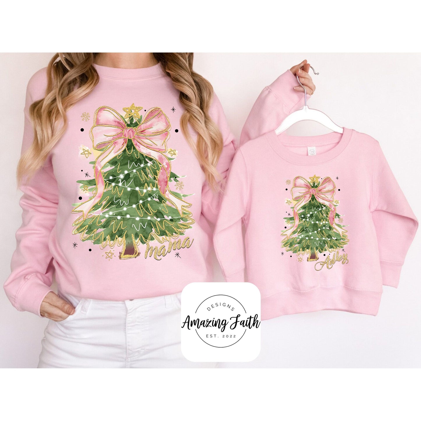 Glitter Christmas Tree Mama Sweatshirt - Amazing Faith Designs