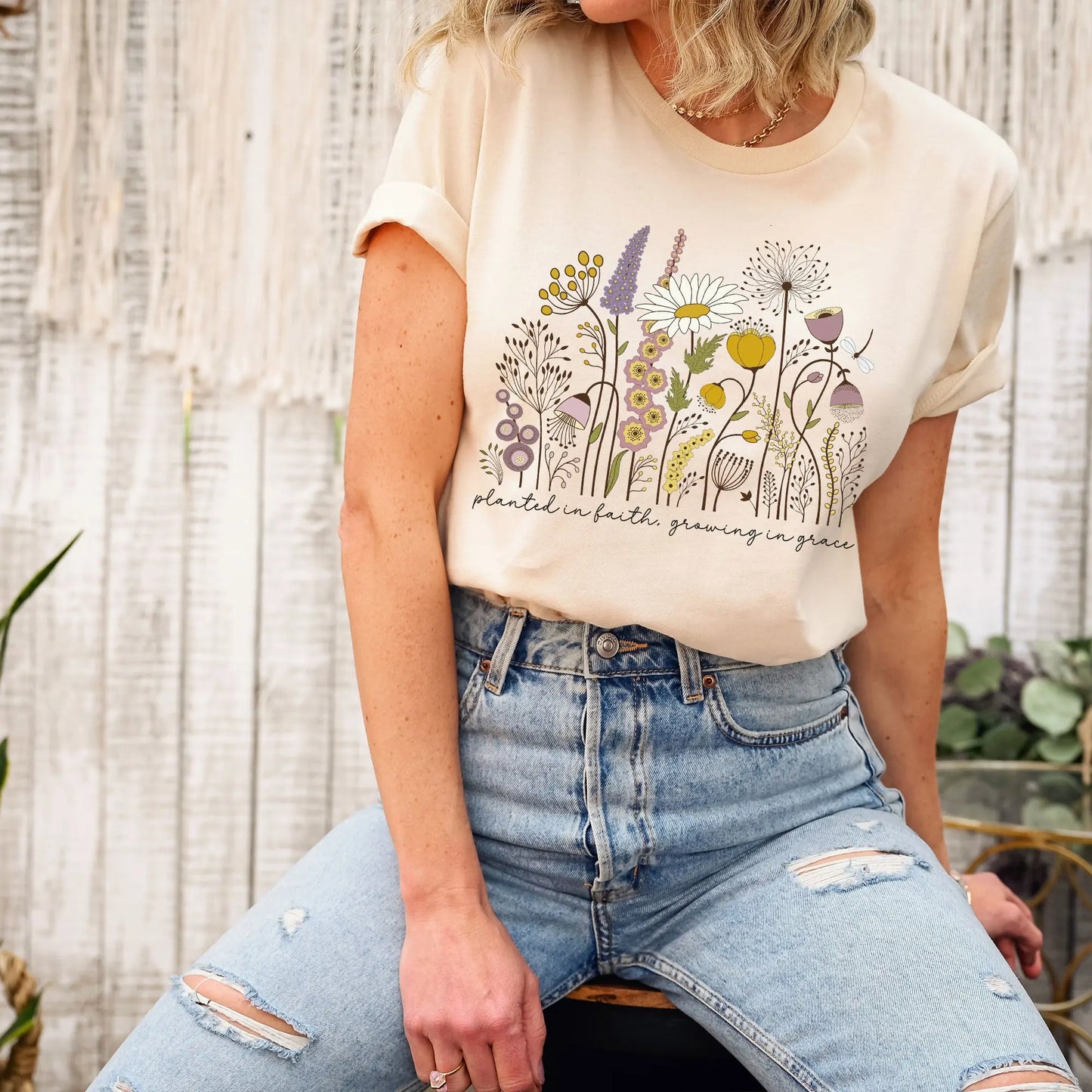 Planted in Faith Wildflower Christian T-shirt Amazing Faith Designs