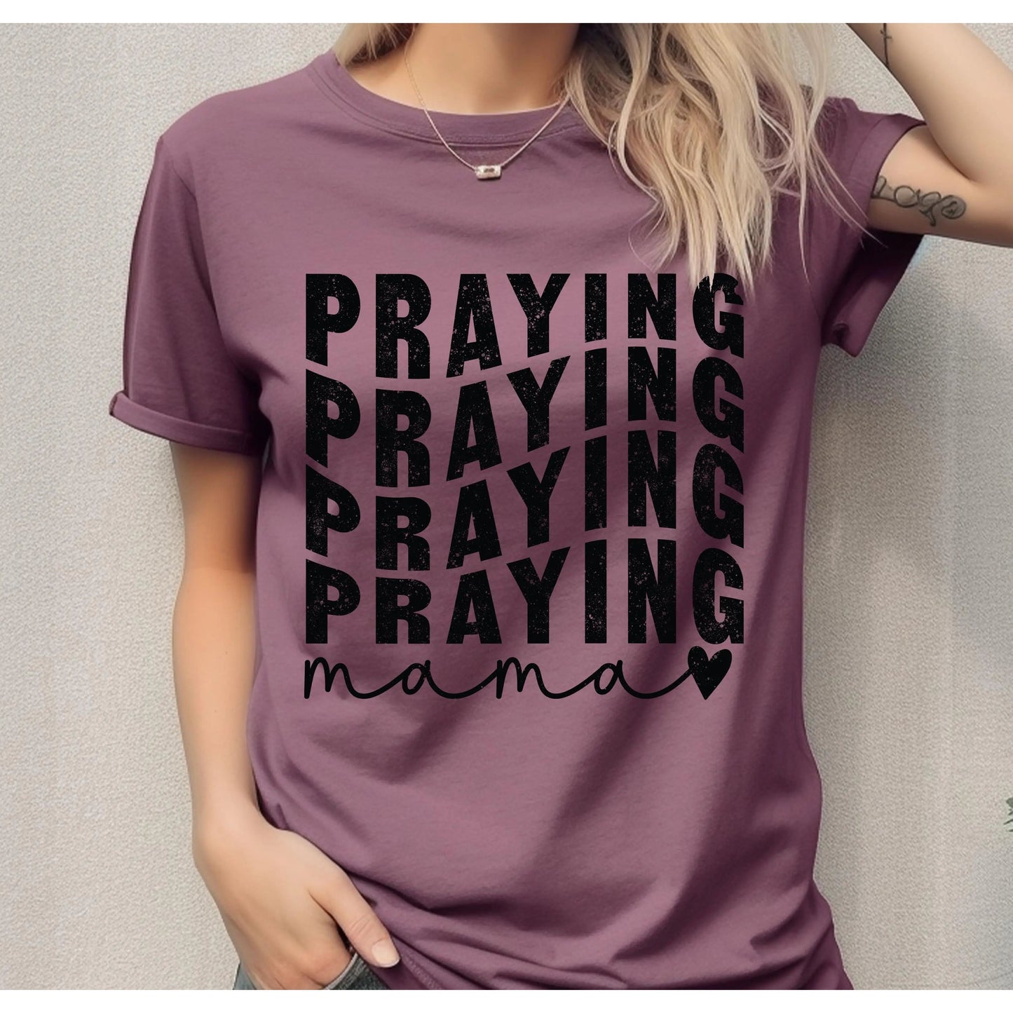 Praying Mama Christian Tshirt | Grammy, Nana, Gigi, Mimi Printify