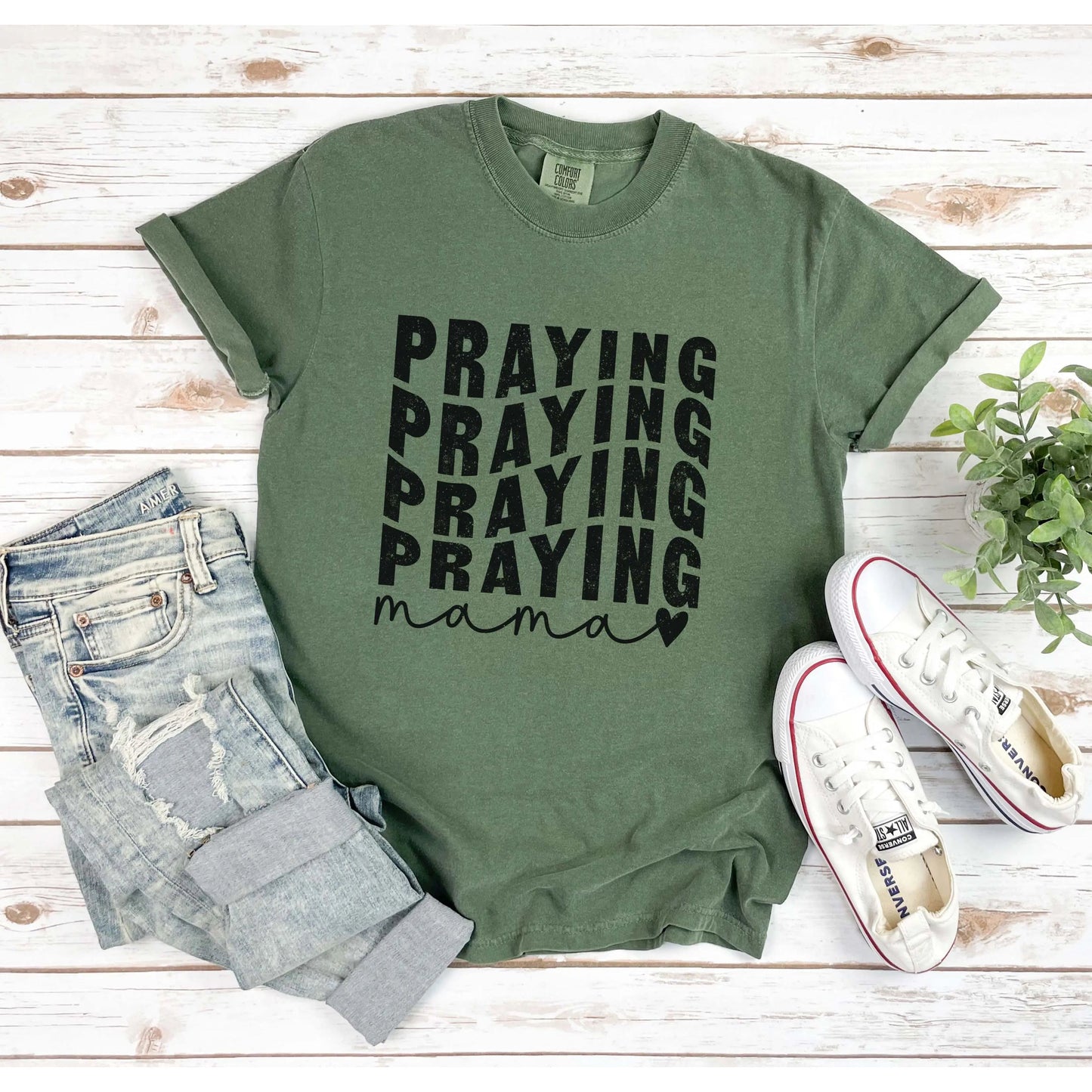 Praying Mama Christian Tshirt | Grammy, Nana, Gigi, Mimi Printify