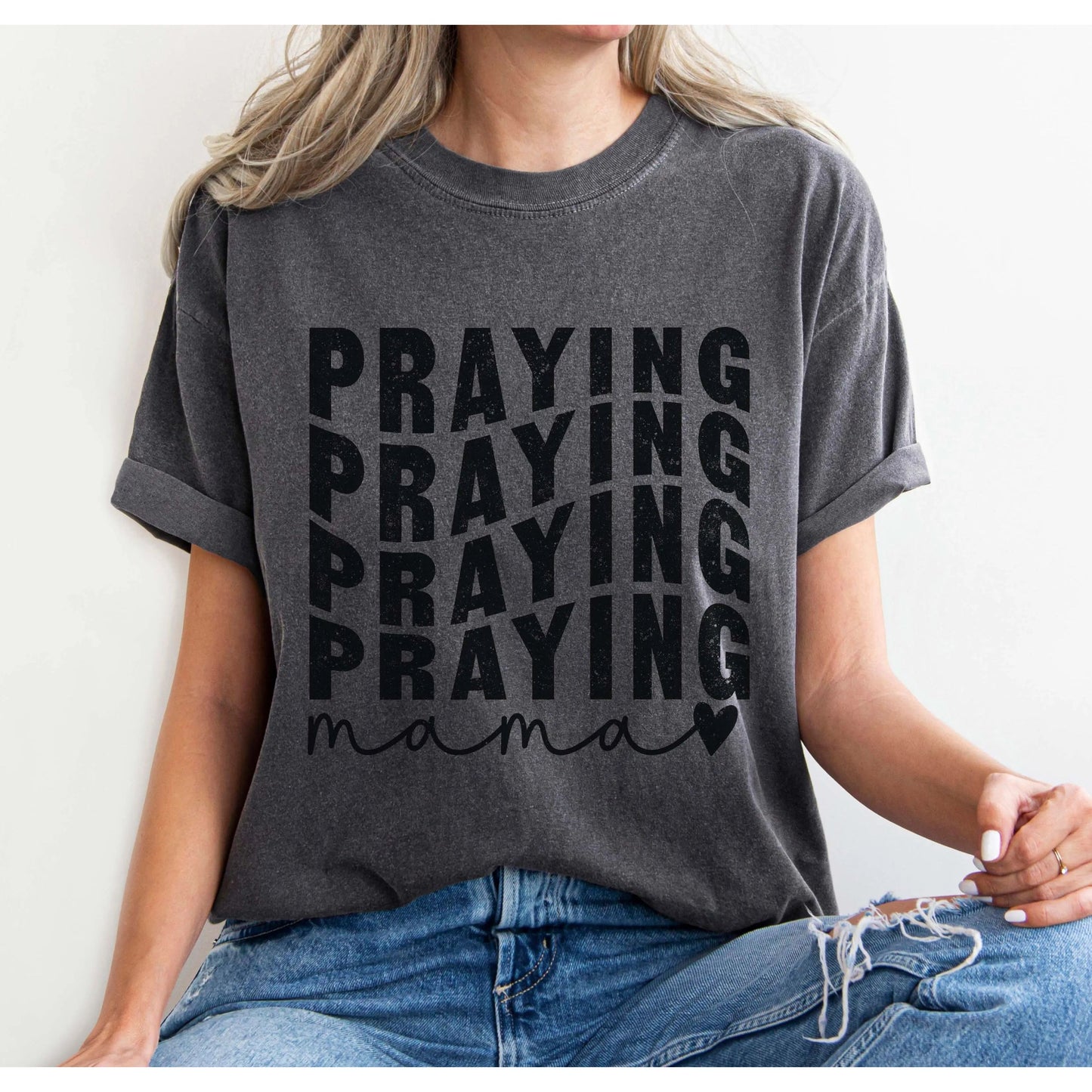 Praying Mama Christian Tshirt | Grammy, Nana, Gigi, Mimi Printify